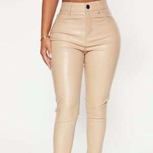 Faux Leather High Rise Jeans